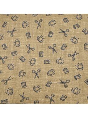 Sewing Pattern Cotton Fat Quarter 18" x 22" Beige & Navy